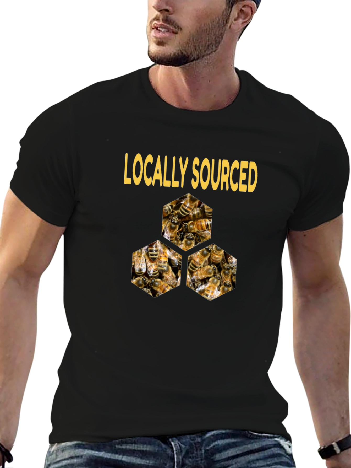 Black Locally Sourced Honey Bees T-Shirt view 6