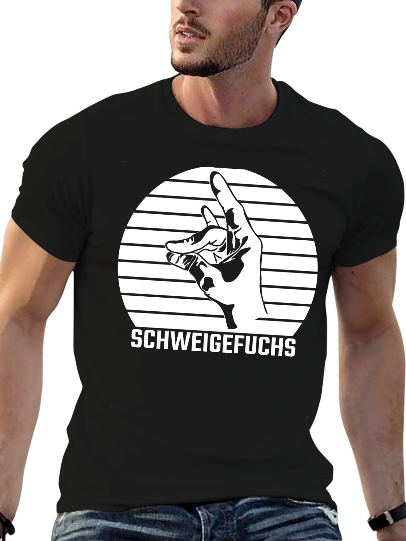 Black Schweige Fuchs Graphic Tee - Black T-Shirt view 6
