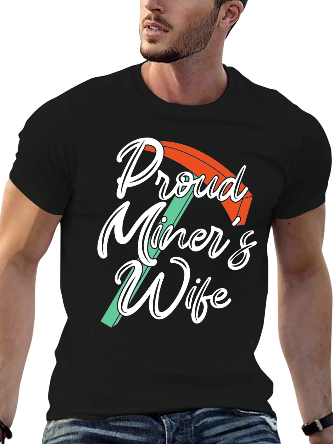 Black Proud Miner's Wife Black Graphic Tee Shirt view 6