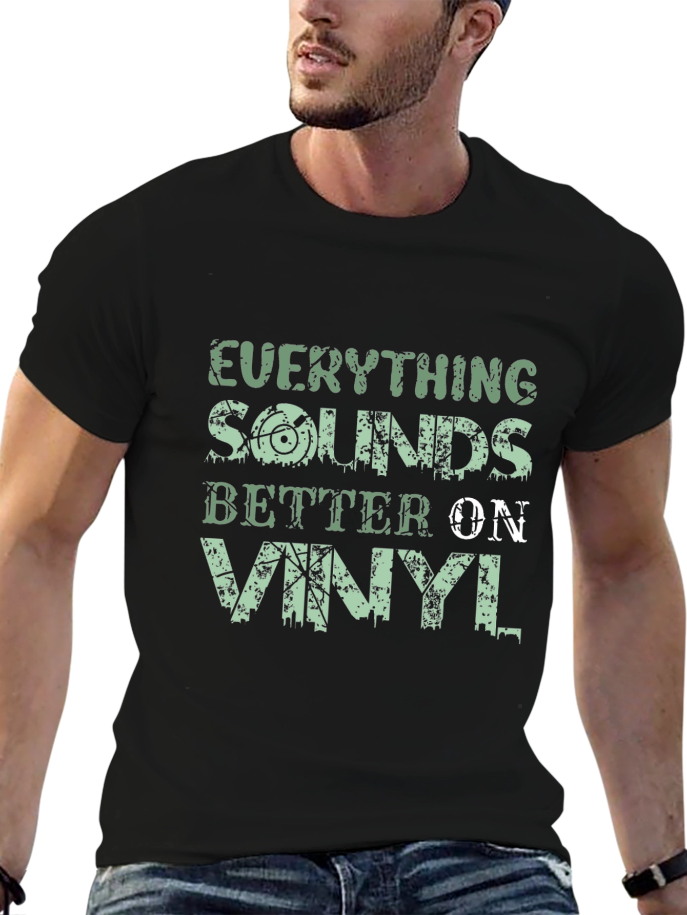Black Everything Sounds Better on Vinyl T-Shirt view 6