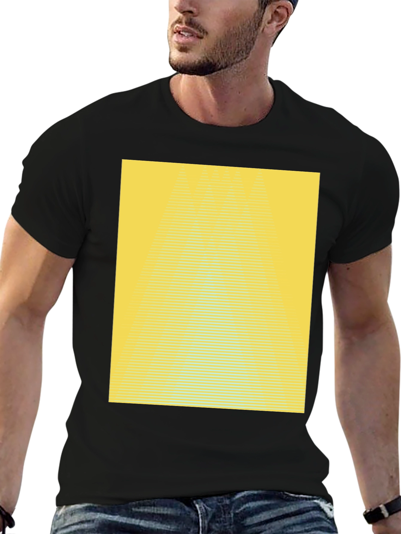 Black Abstract Yellow Gradient T-Shirt - Modern Graphic Tee view 6