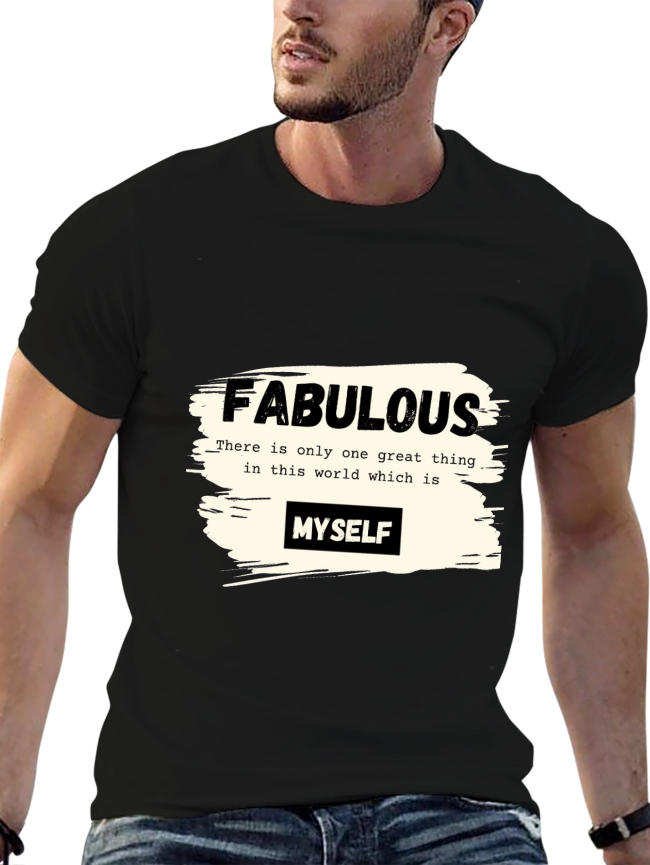 Black Fabulous Myself Graphic Tee - Black Unisex T-Shirt view 6