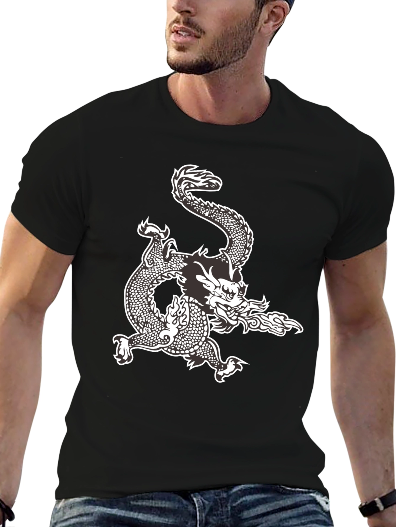 Black Dragon Graphic Tee - Black Cotton Comfort view 6
