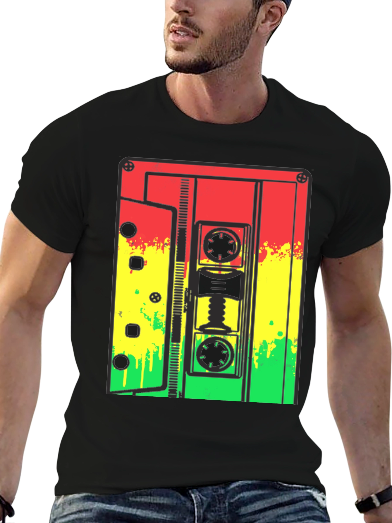 Black Rasta Cassette Tape Graphic Tee view 6