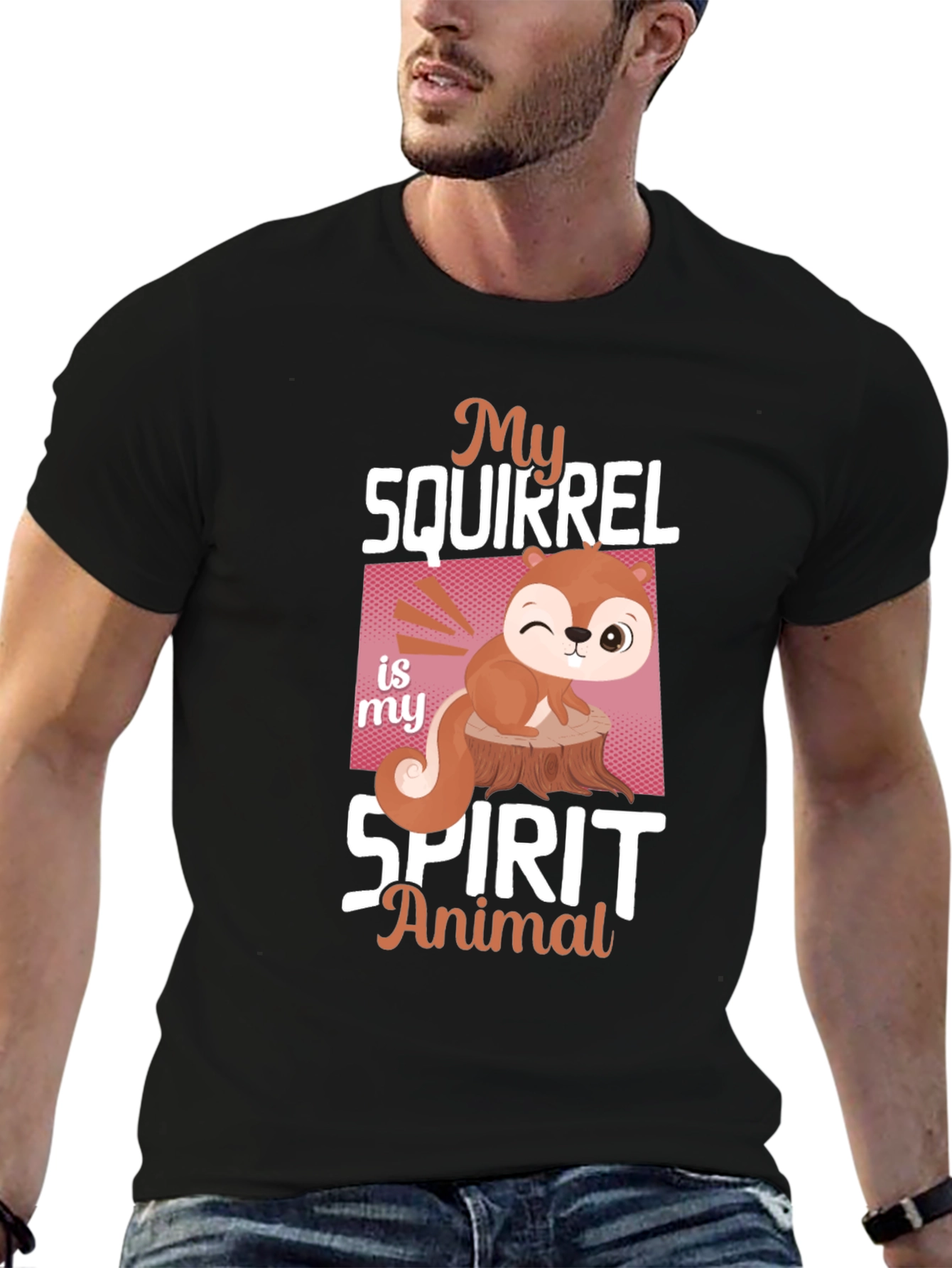 Black My Squirrel Is My Spirit Animal T-Shirt view 6