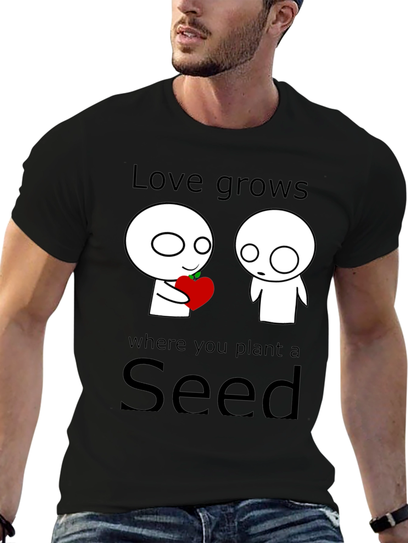 Black Love Grows Seed T-Shirt - Unique Graphic Tee view 6