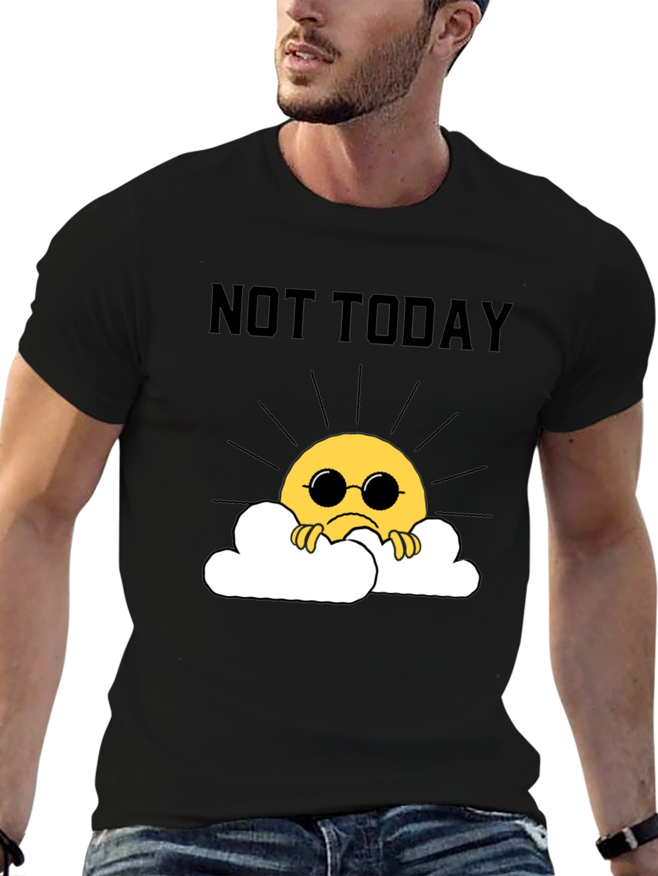 Black Not Today Funny Graphic Tee view 6