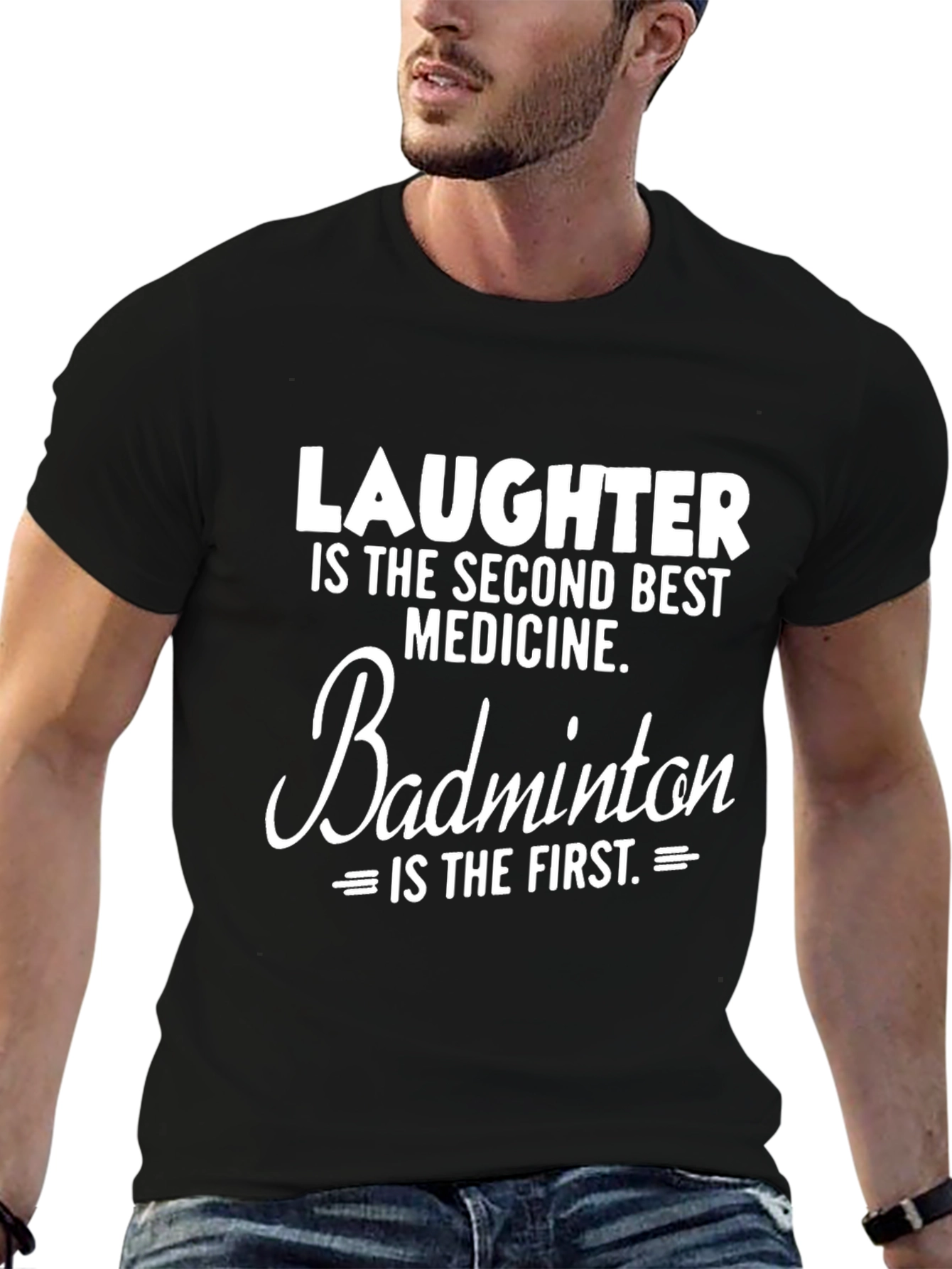 Black Laughter and Badminton T-Shirt view 6