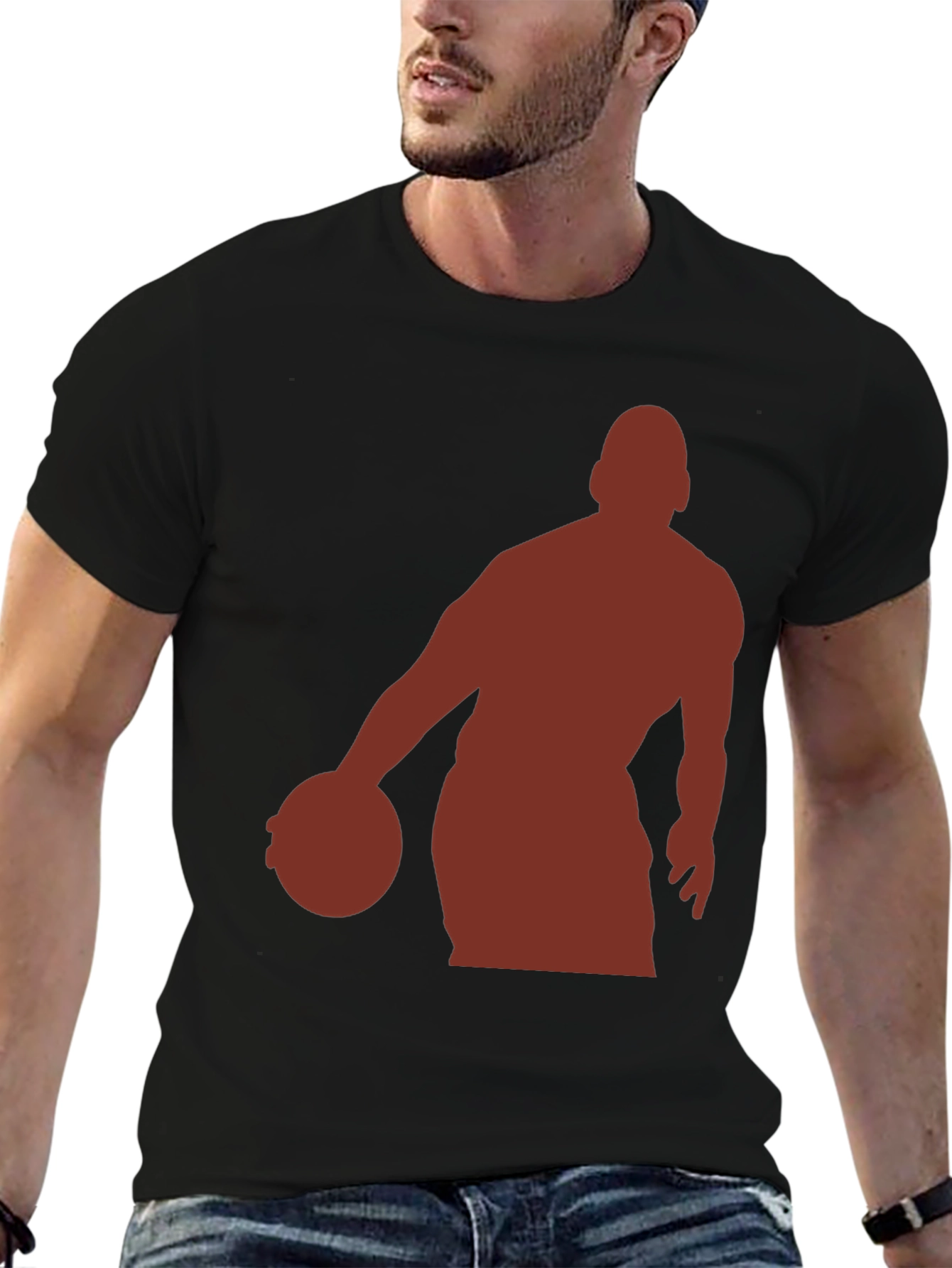 Black Basketball Silhouette Graphic Tee - Stylish Men's T-Shirt view 6