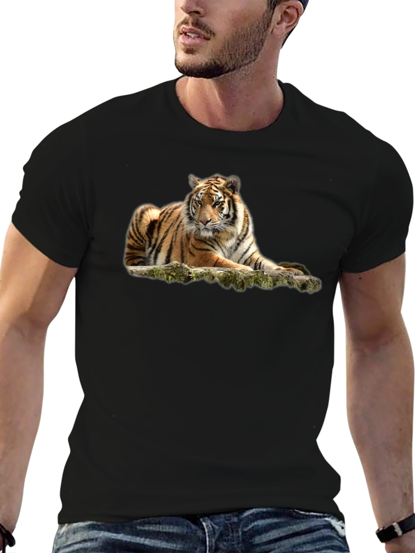 Black Tiger Graphic T-Shirt - Black Crew Neck Tee view 6