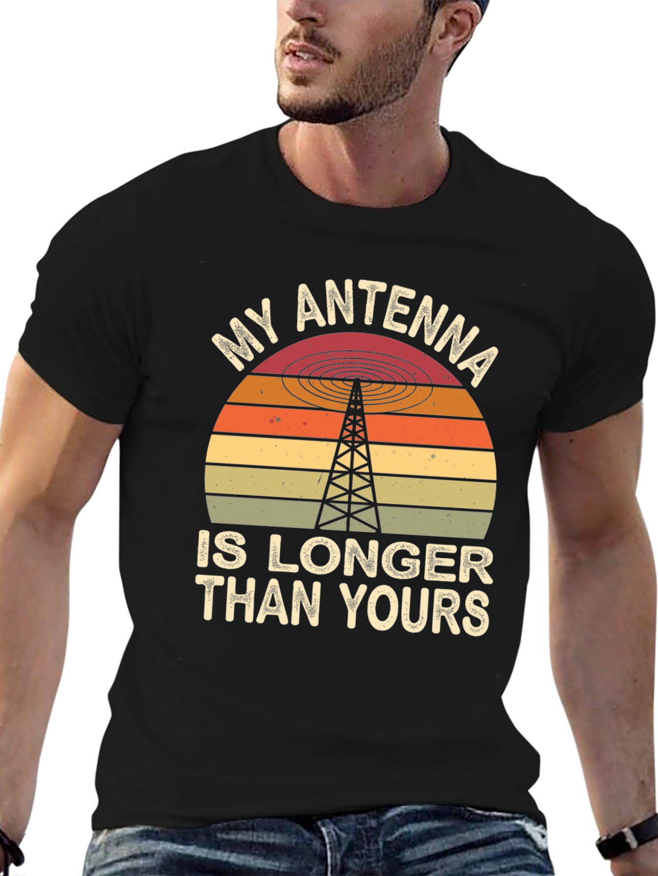 Black My Antenna is Longer Than Yours Funny T-Shirt view 6