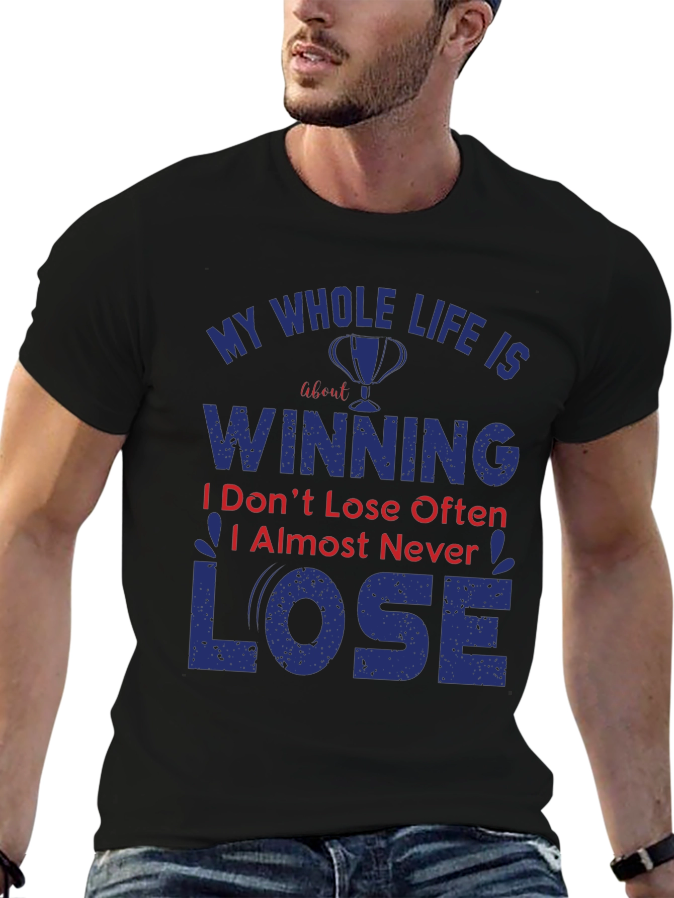 Black Winning T-Shirt: Never Lose Attitude Black Tee view 6