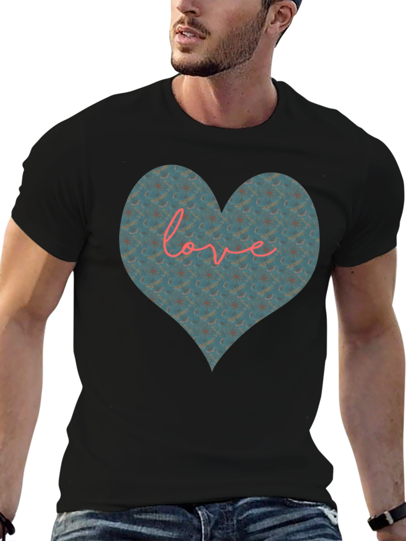 Black Heart Love Graphic Black T-Shirt view 6