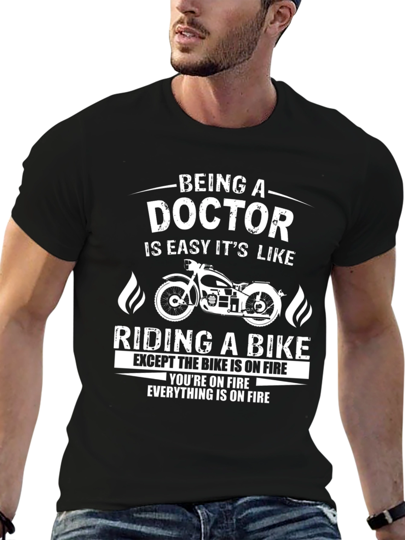 Black Doctor Bike On Fire T-Shirt view 6