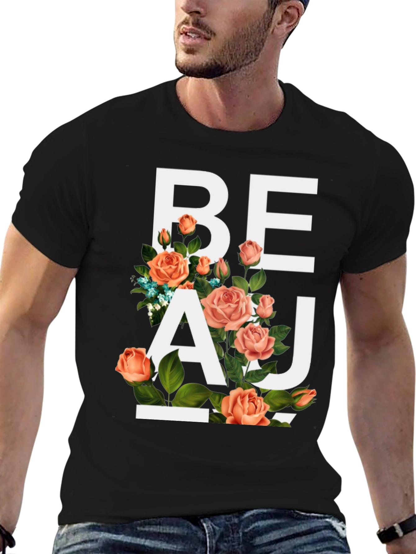 Black Floral Beau T-Shirt - Stylish Graphic Tee view 6