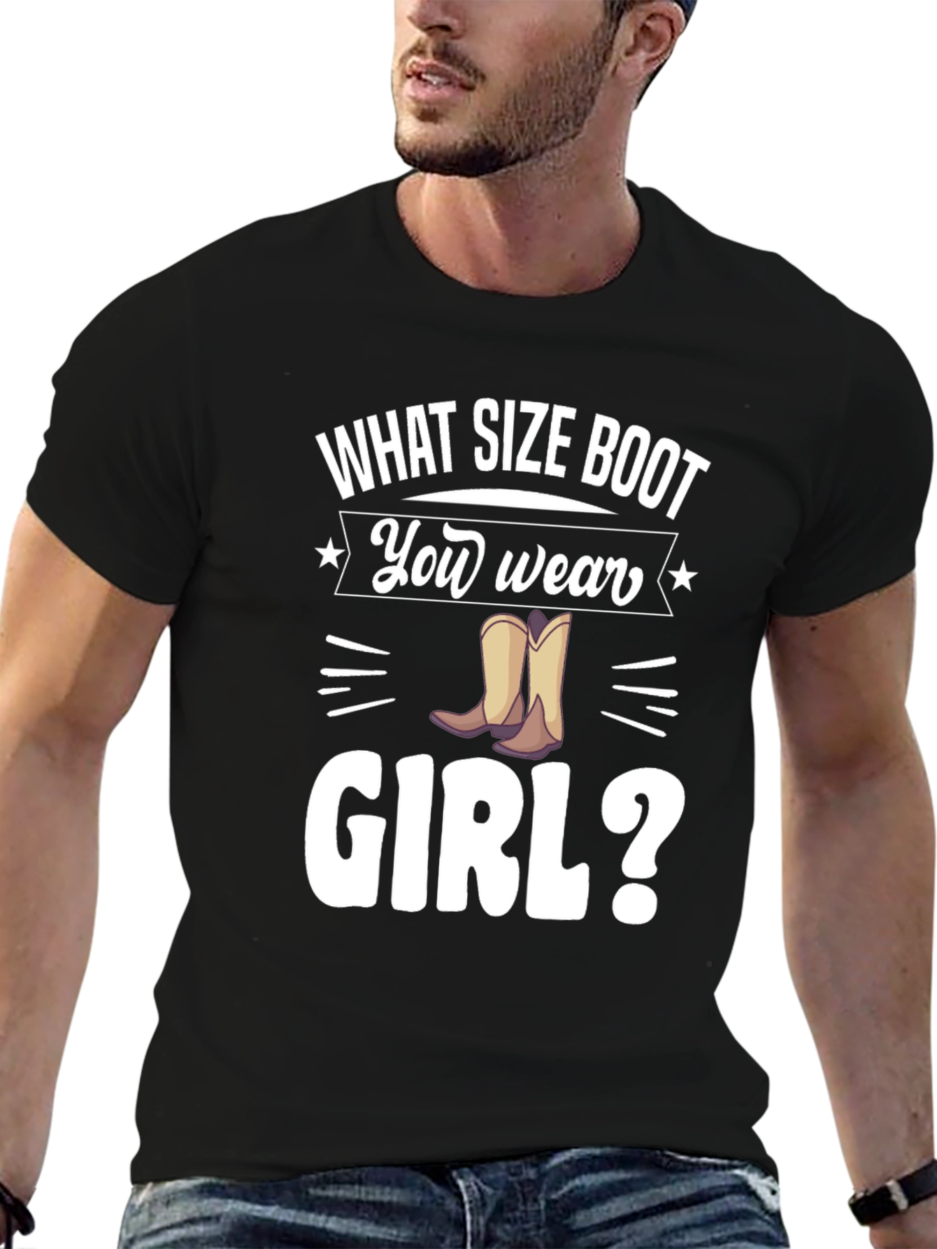 Black What Size Boot You Wear Girl? T-Shirt view 6