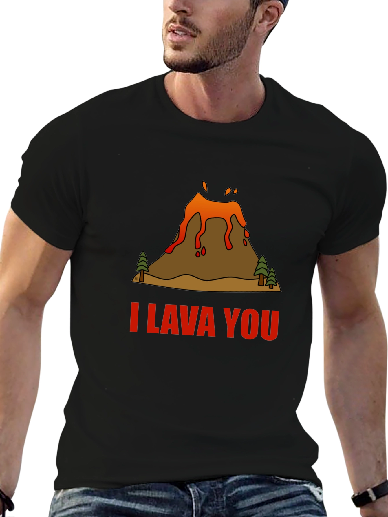 Black I Lava You Volcano Graphic Tee - Black view 6