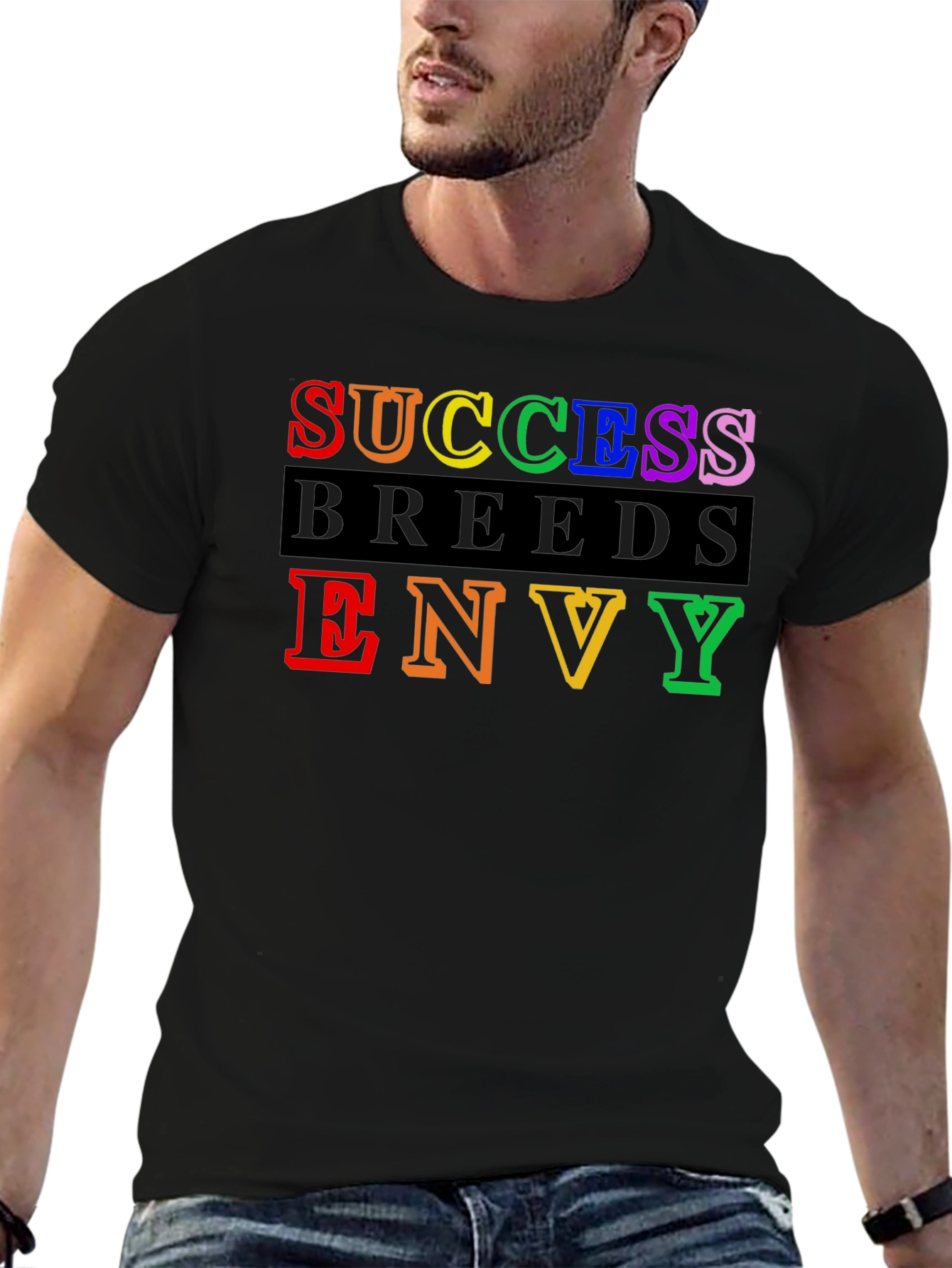 Black Success Breeds Envy Graphic Tee - Bold Statement Shirt view 6