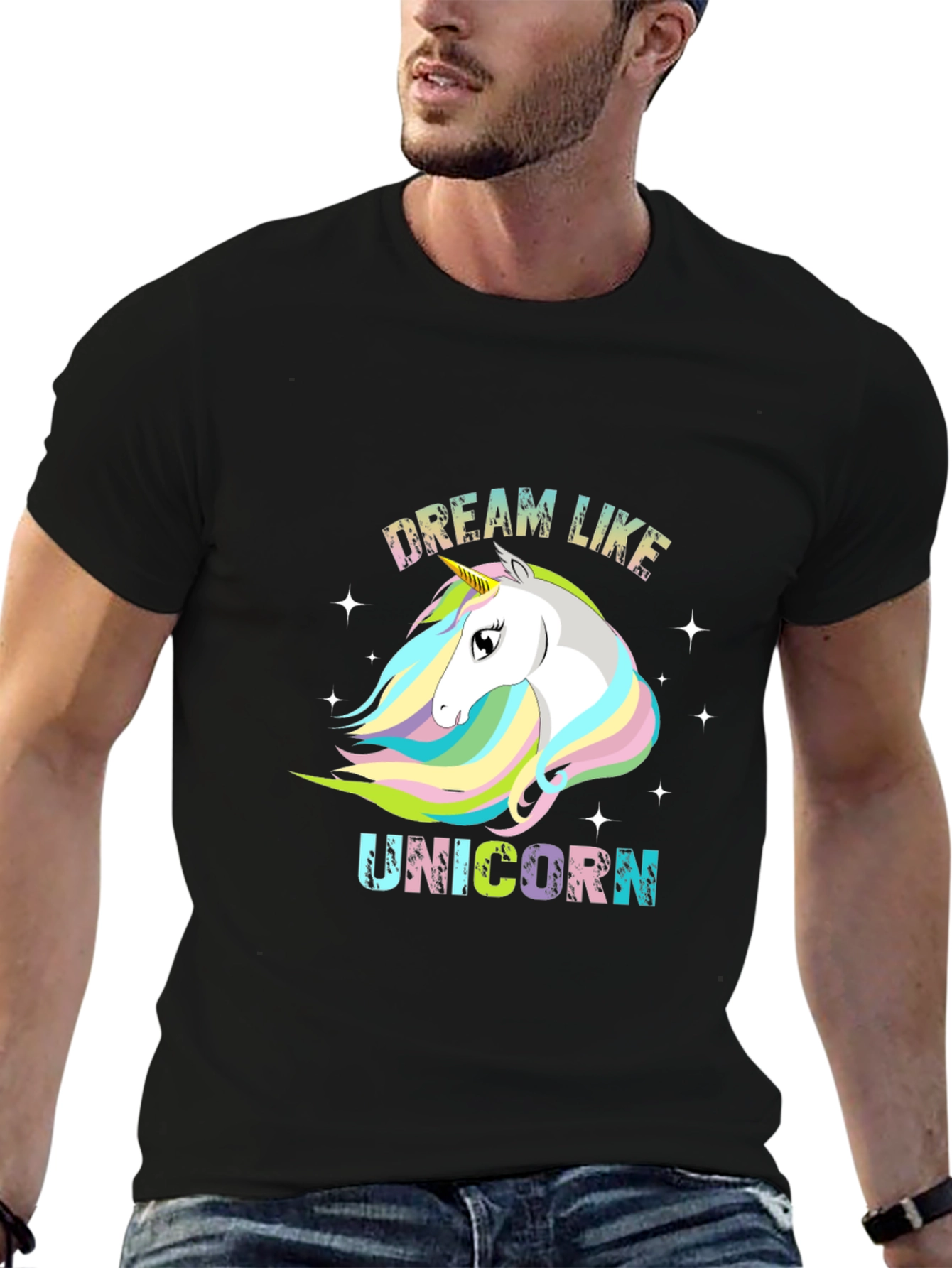 Black Dream Like Unicorn Black T-Shirt view 6
