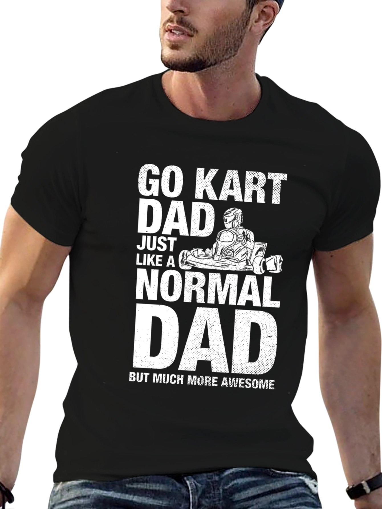 Black Go Kart Dad T-Shirt - Awesome Father's Day Gift view 6