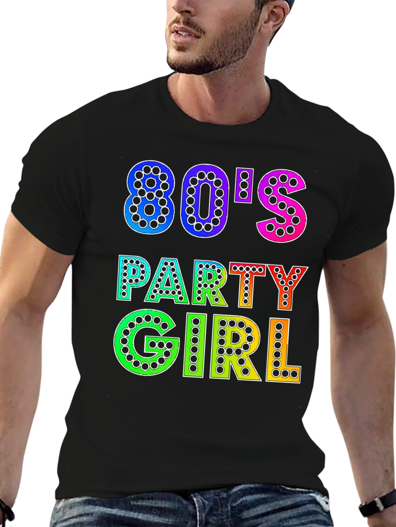 Black 80's Party Girl Graphic Tee - Retro Style view 6