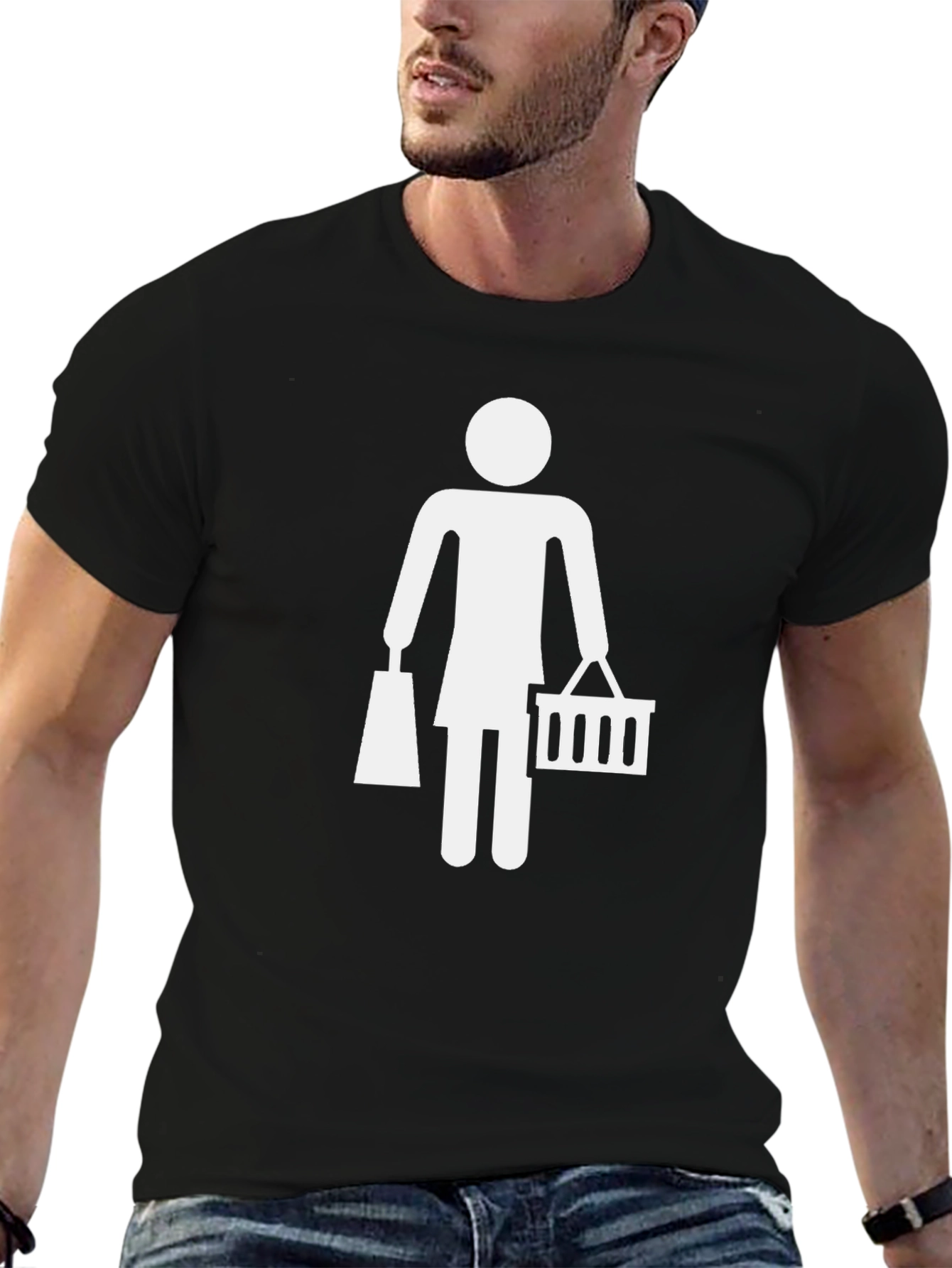 Black Woman Shopping Graphic Tee - Black view 6