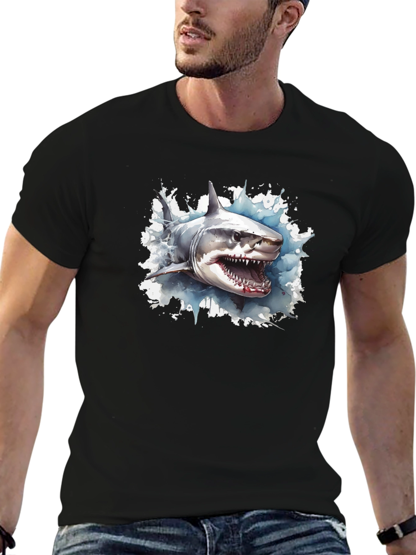 Black Shark Graphic Tee - Stylish Cotton Comfort view 6