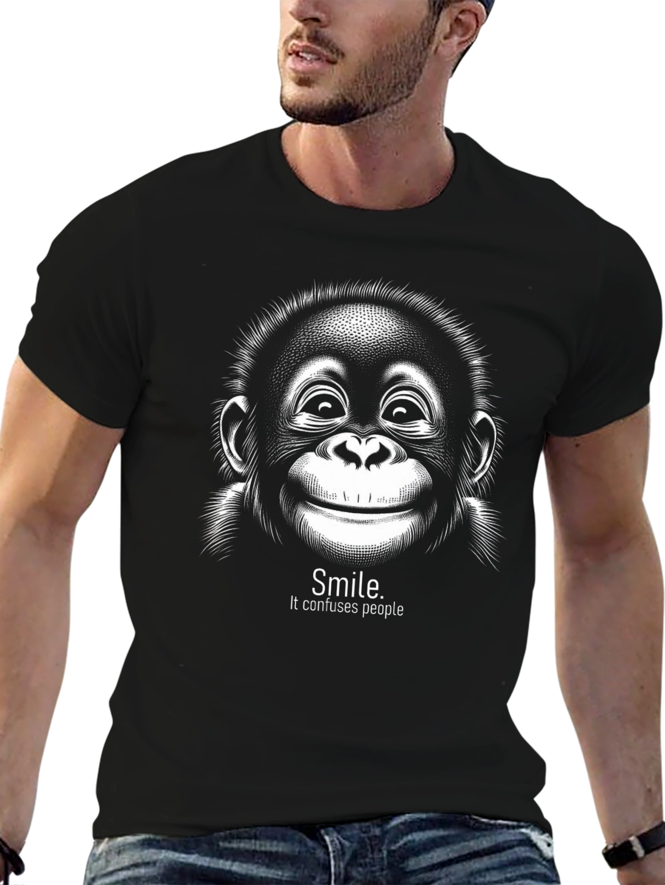 Black Smile Confuses People Graphic Tee view 6