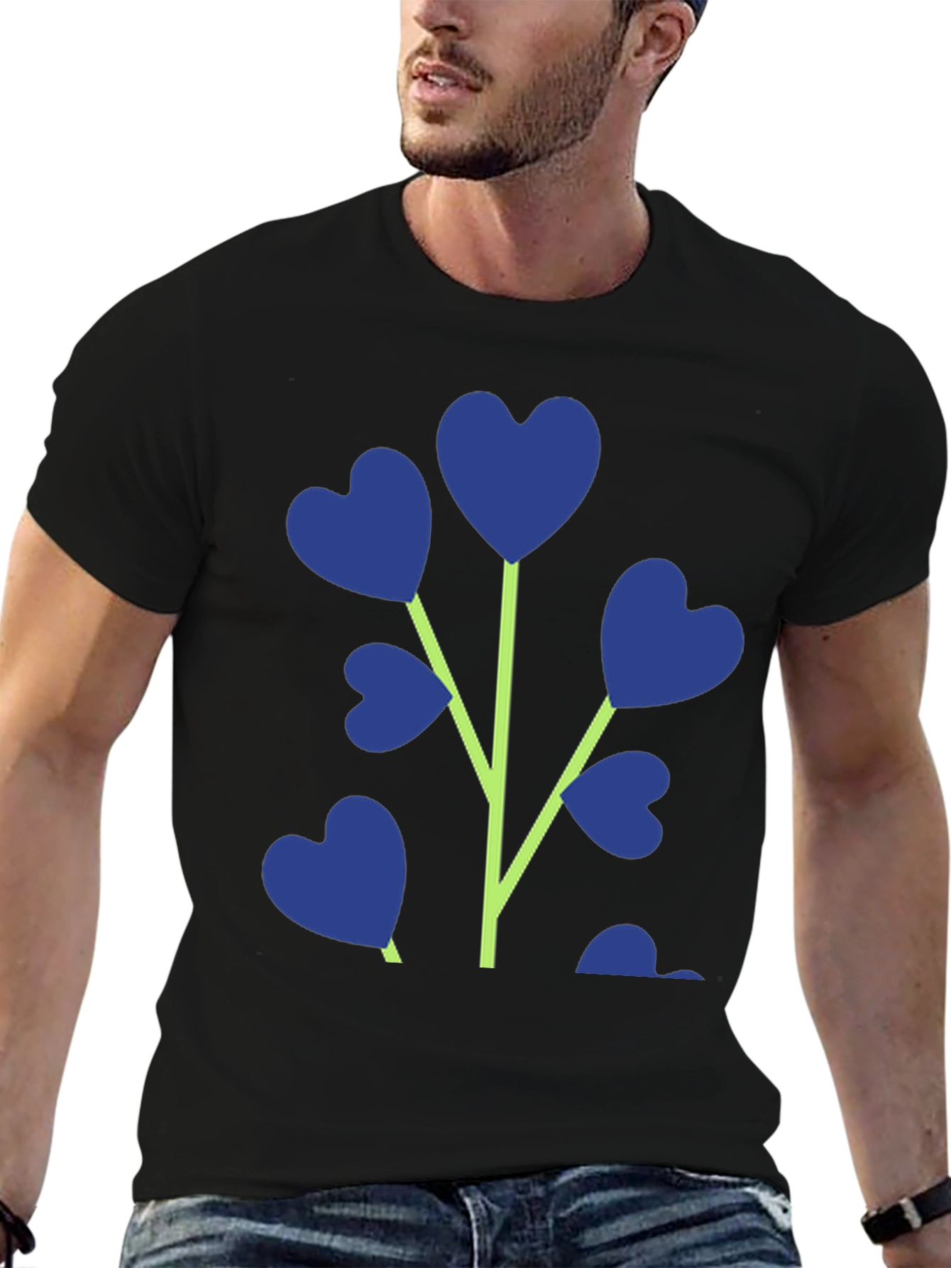 Black Heart Plant Graphic T-Shirt - Stylish Men's Tee view 6