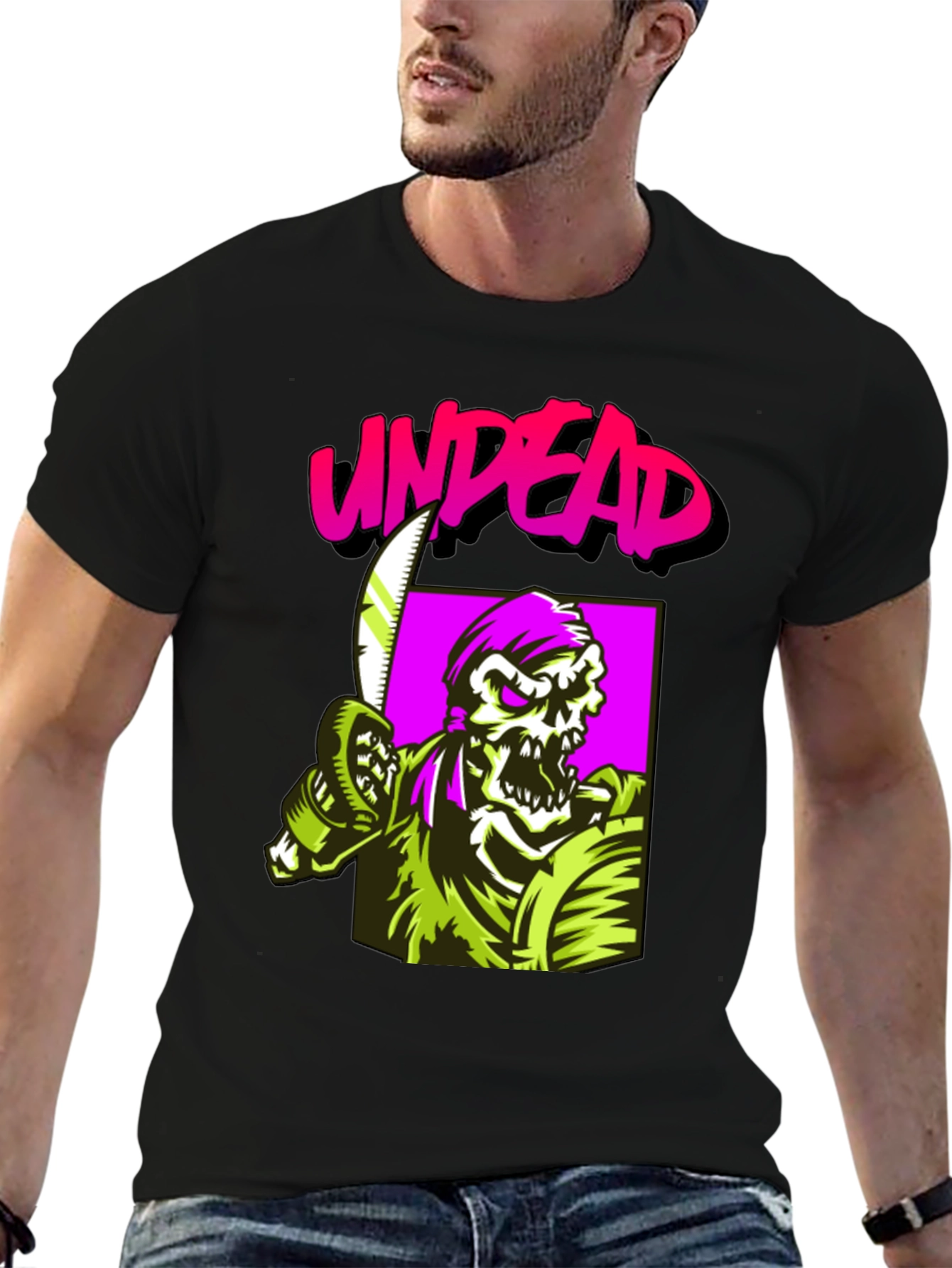 Black Undead Graphic Tee - Black Cotton Shirt view 6