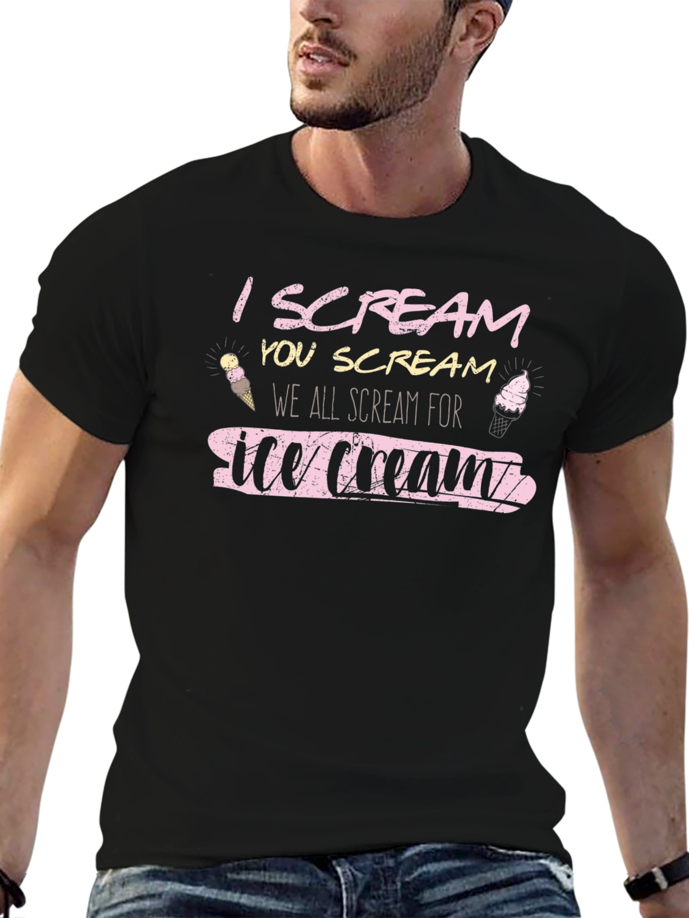 Black I Scream for Ice Cream Graphic Tee view 6