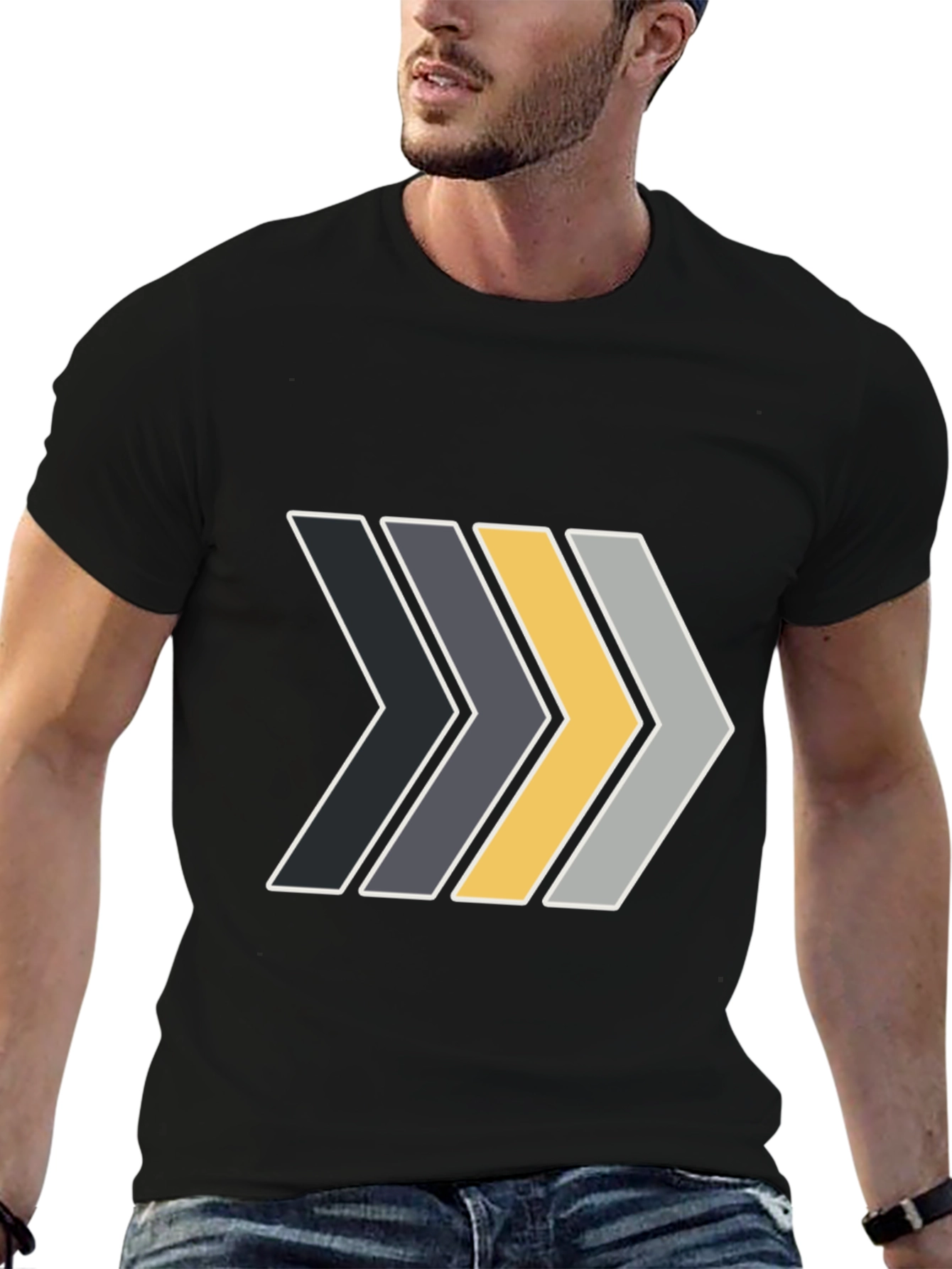 Black Stylish Arrow Graphic Tee - Modern Design view 6