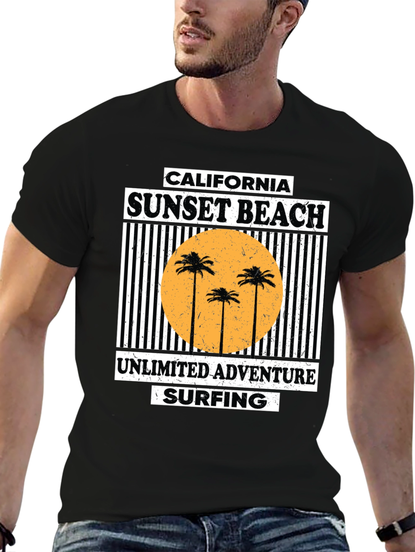 Black California Sunset Beach Graphic Tee - Unlimited Adventure view 6
