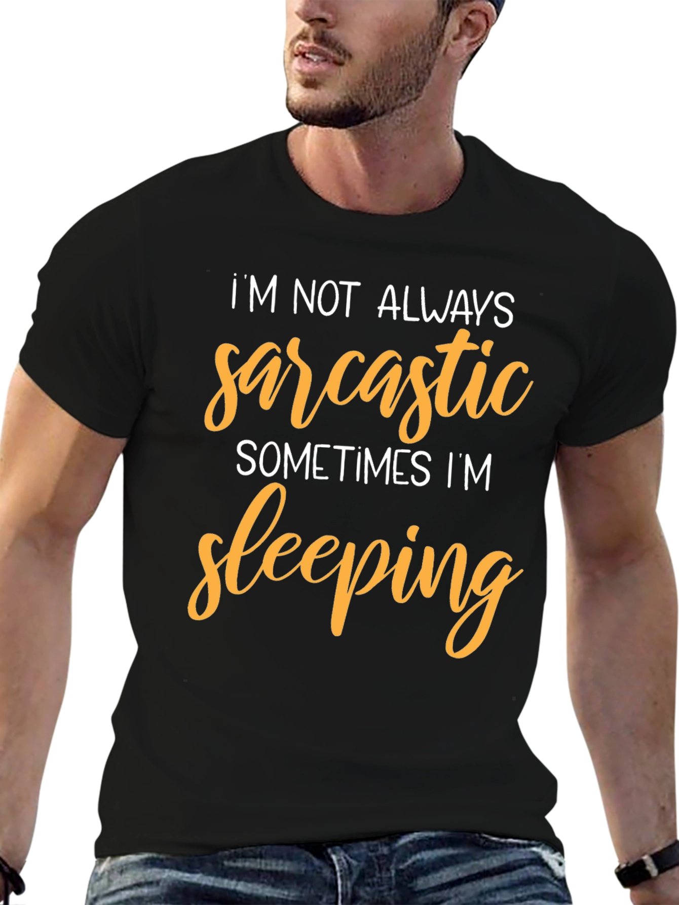 Black Sarcastic Sleeping Black T-Shirt - Funny Graphic Tee view 6