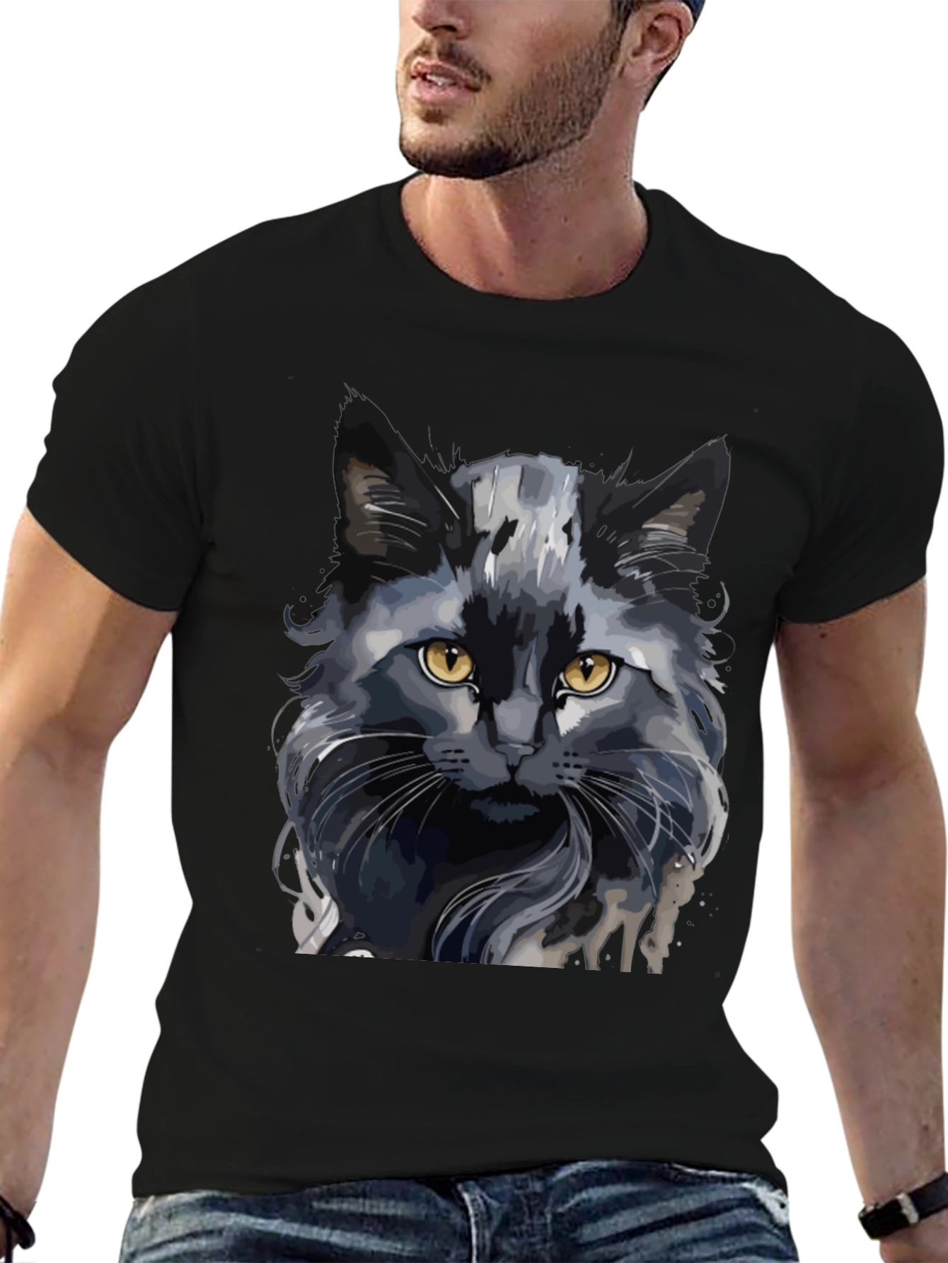 Black Black Cat Graphic T-Shirt view 6