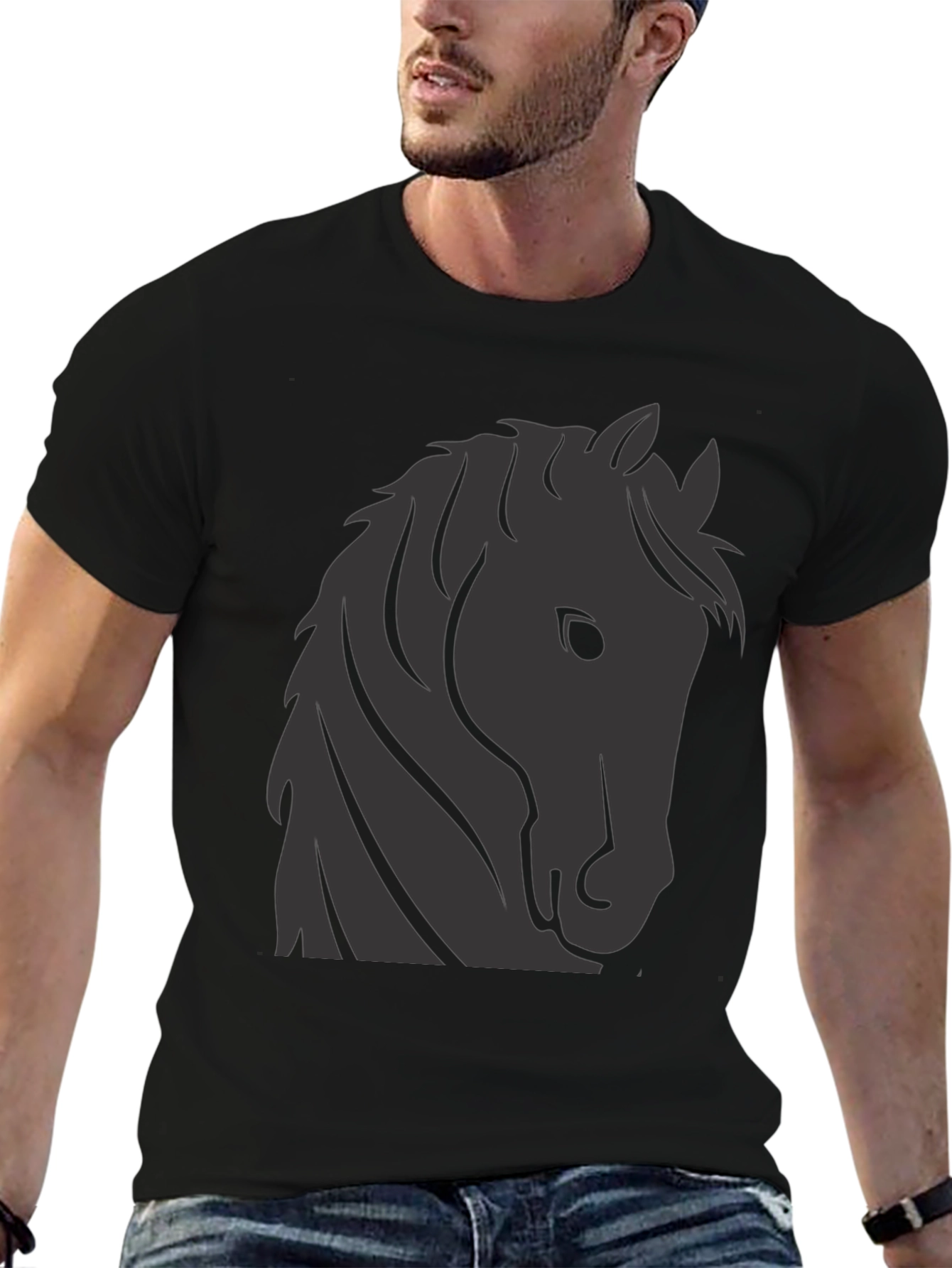 Black Horse Graphic Tee - Stylish Black T-Shirt view 6
