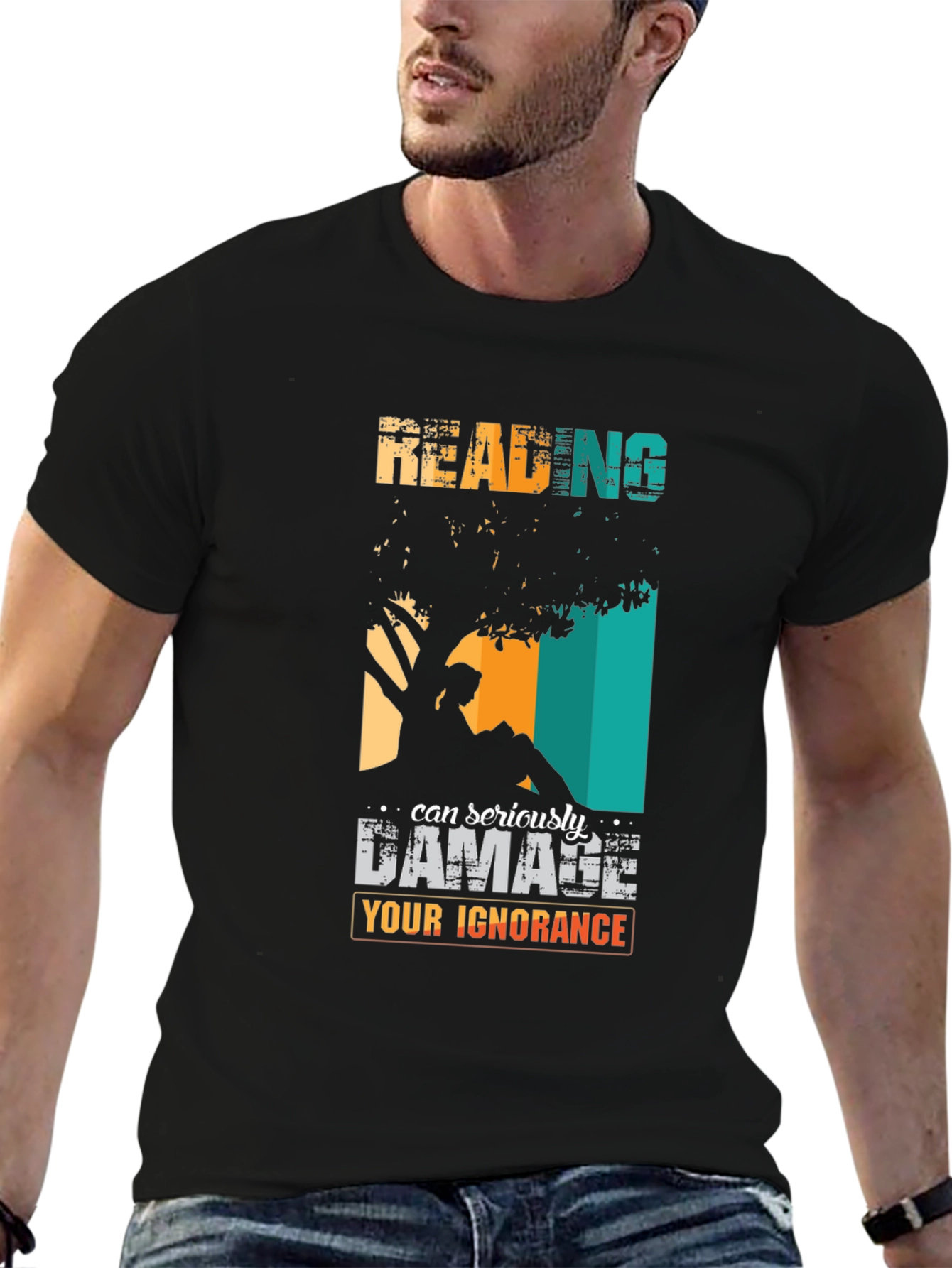 Black Reading Can Damage Ignorance Graphic Tee view 6