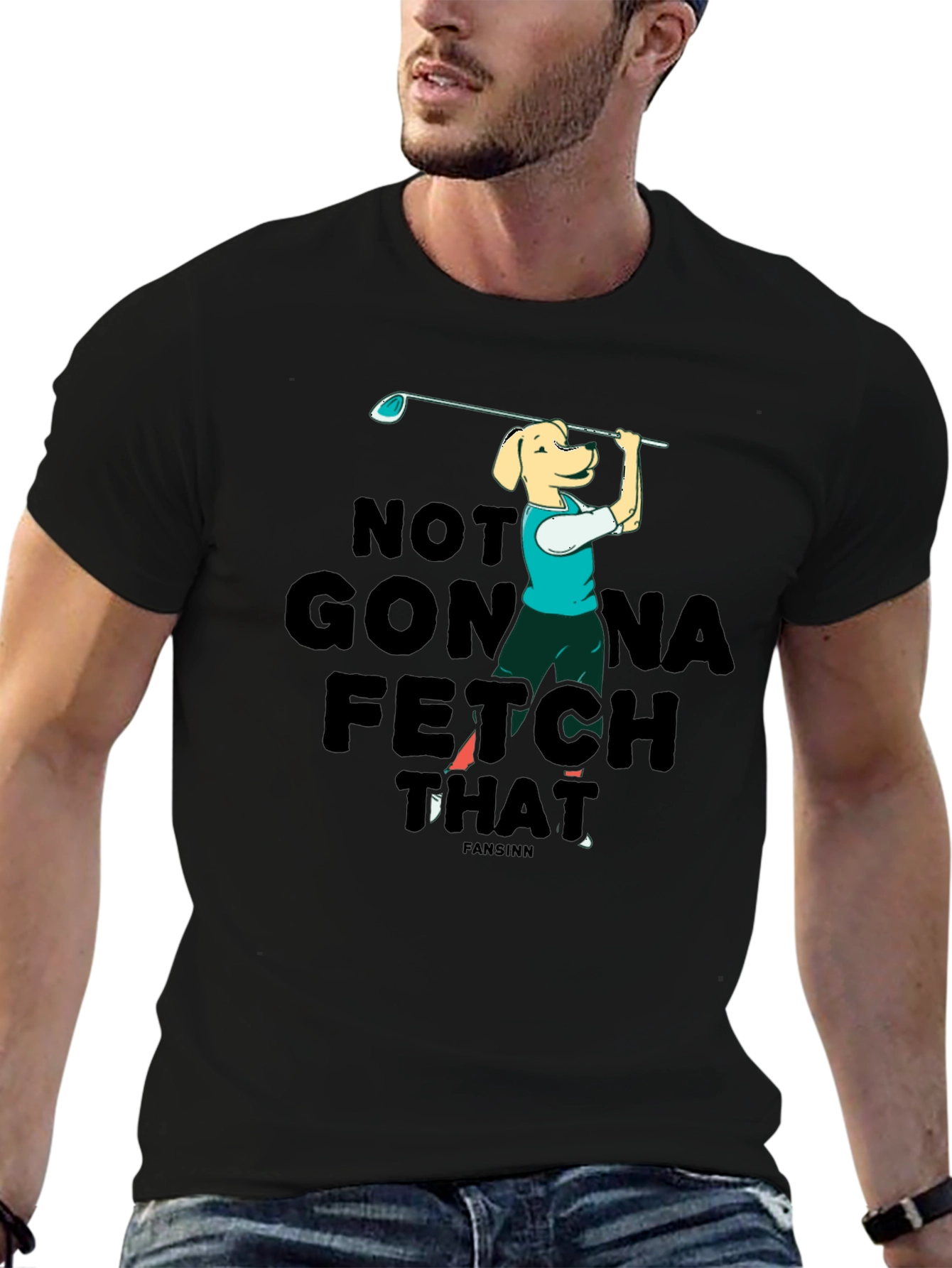 Black Funny Dog Golf T-Shirt - Not Gonna Fetch That view 6