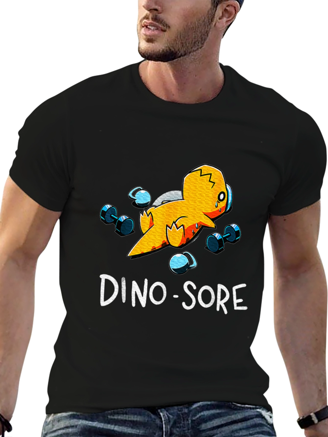 Black Dino-Sore Workout T-Shirt view 6