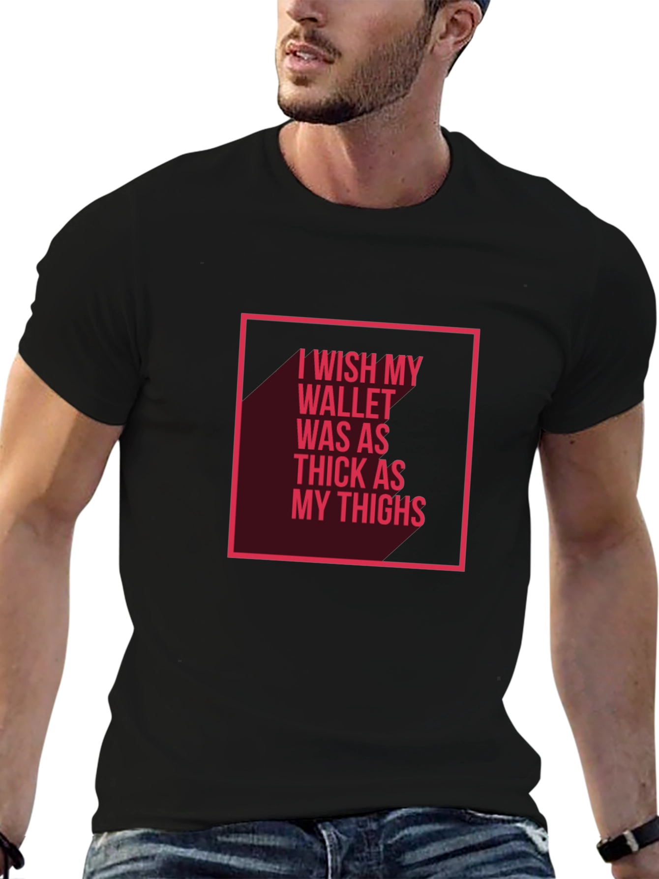 Black Wish My Wallet Was as Thick T-Shirt view 6