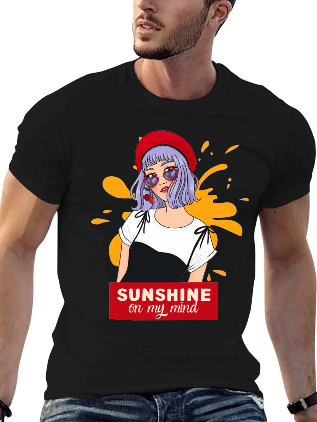Black Sunshine Mind T-Shirt - Fun Graphic Tee view 6