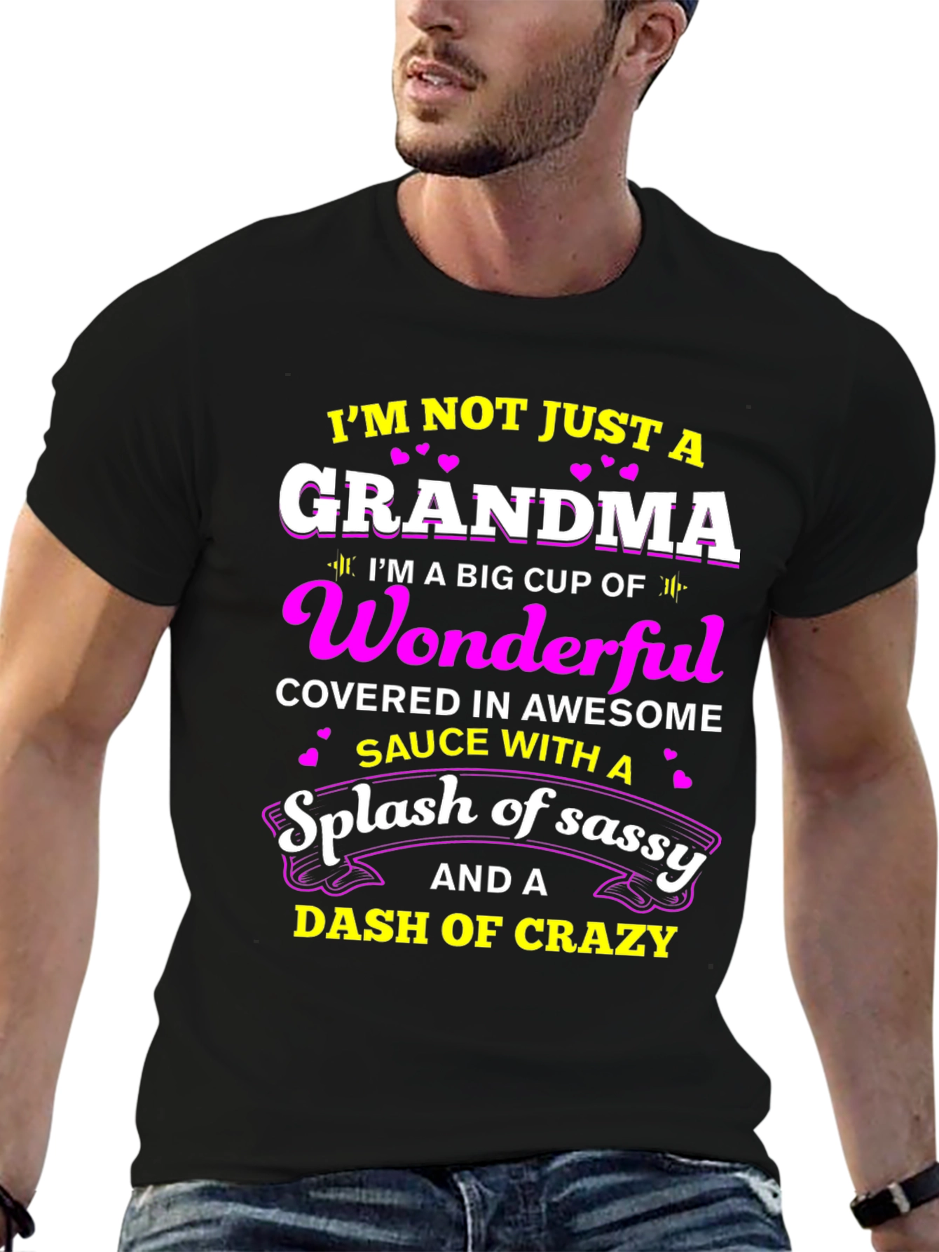 Black Grandma T-Shirt: Wonderful, Sassy, Crazy view 6