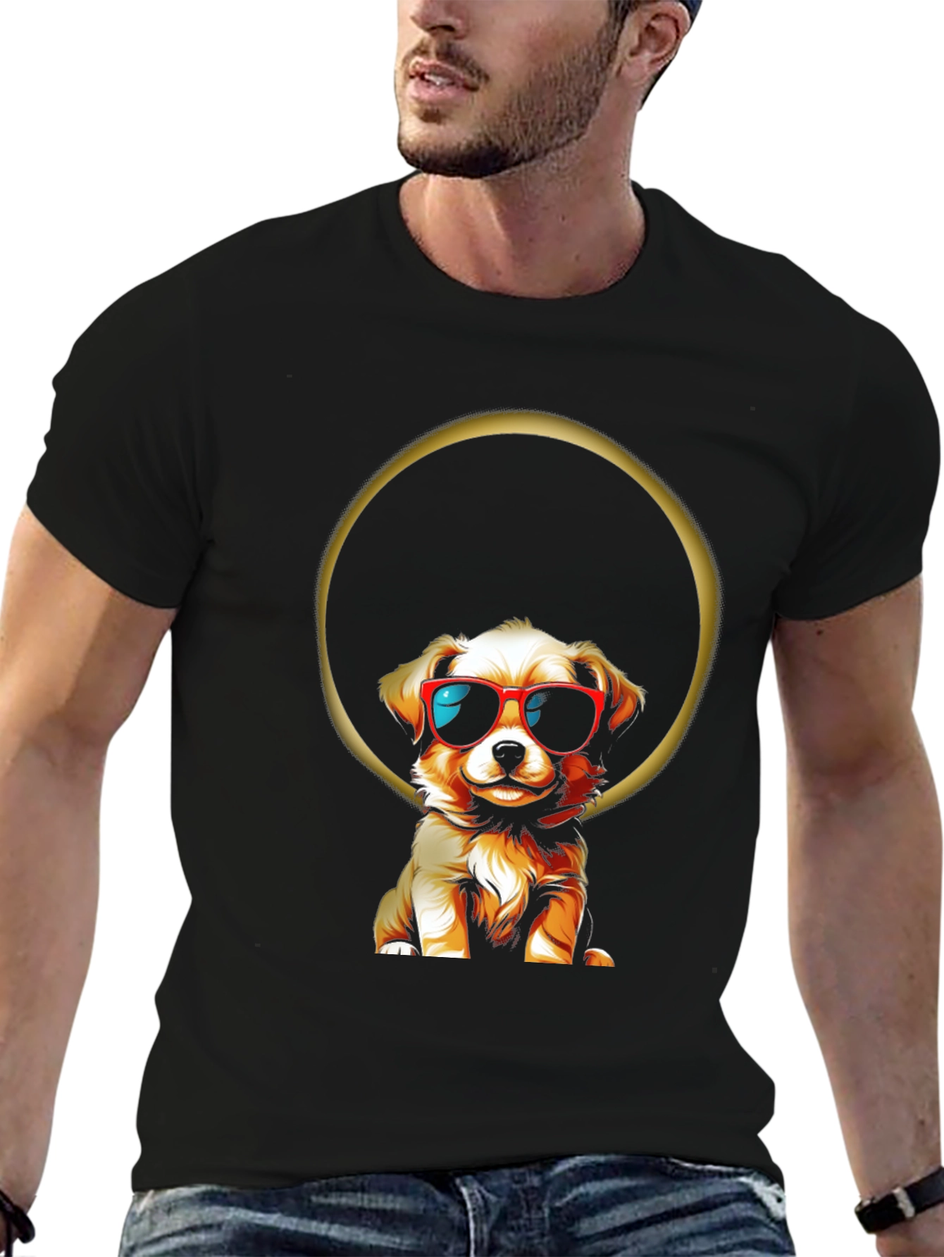 Black Cool Dog T-Shirt - Graphic Tee view 6