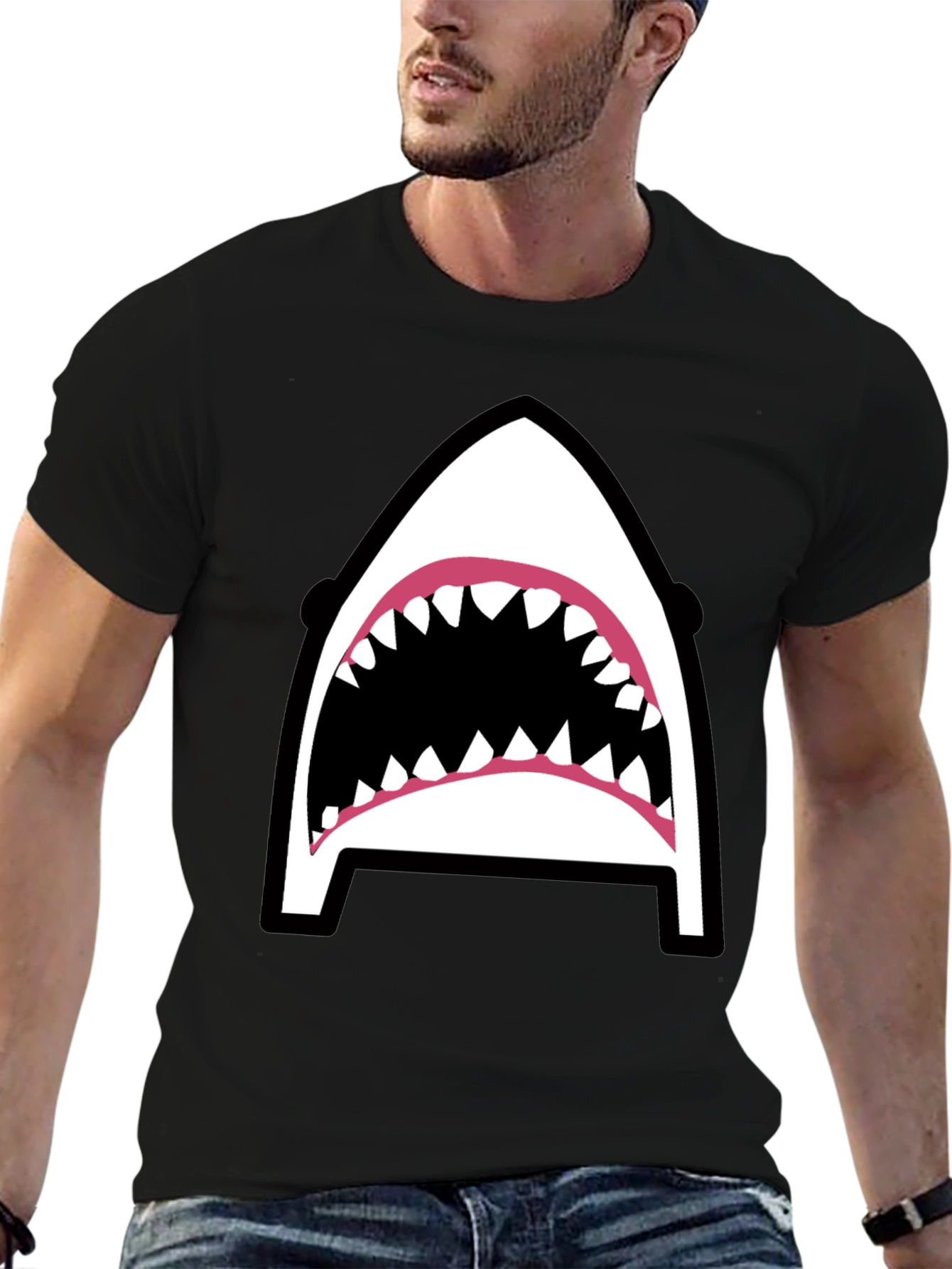 Black Shark Graphic Tee - Black Cotton Blend view 6