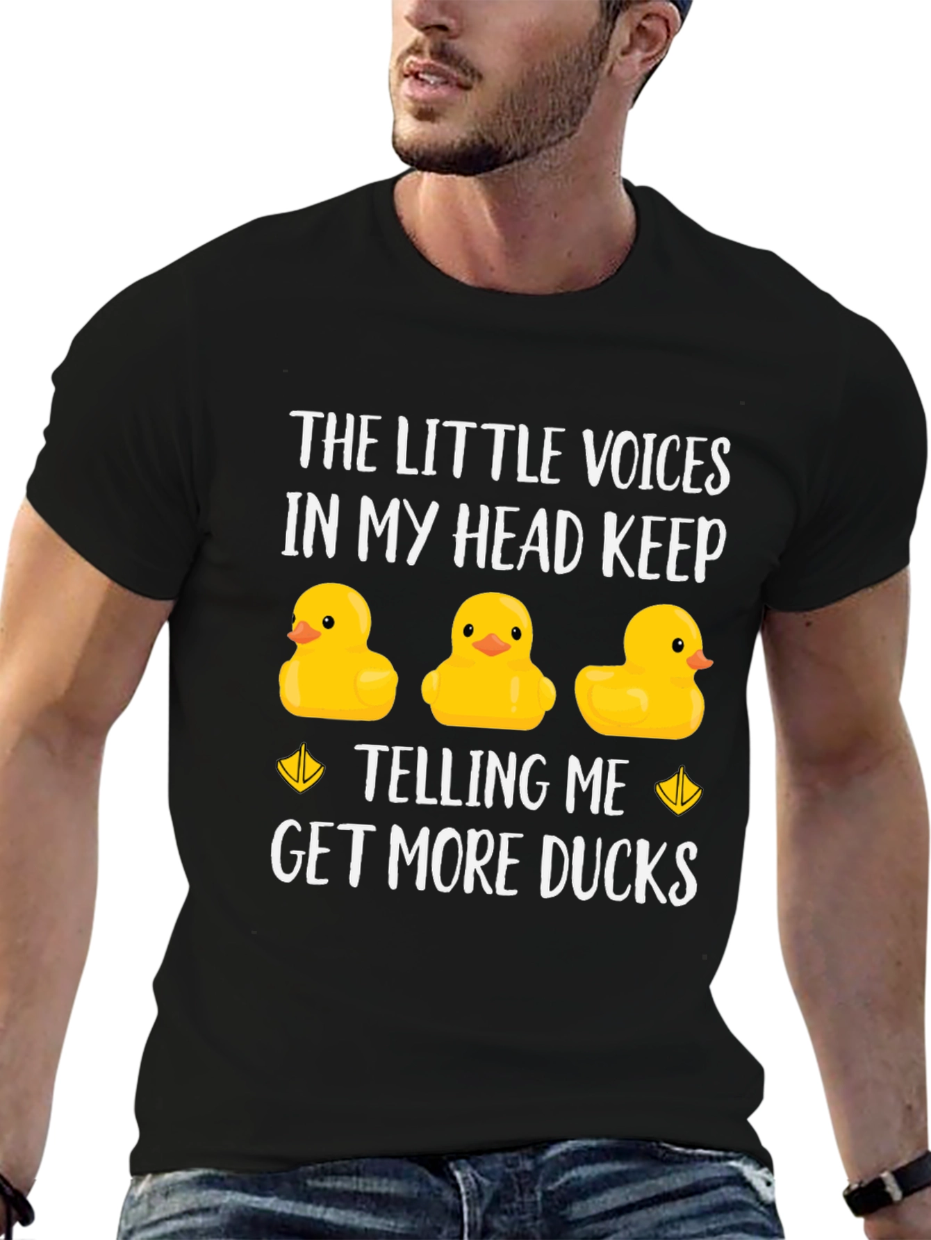 Black Funny Duck Lover T-Shirt - The Little Voices In My Head view 6