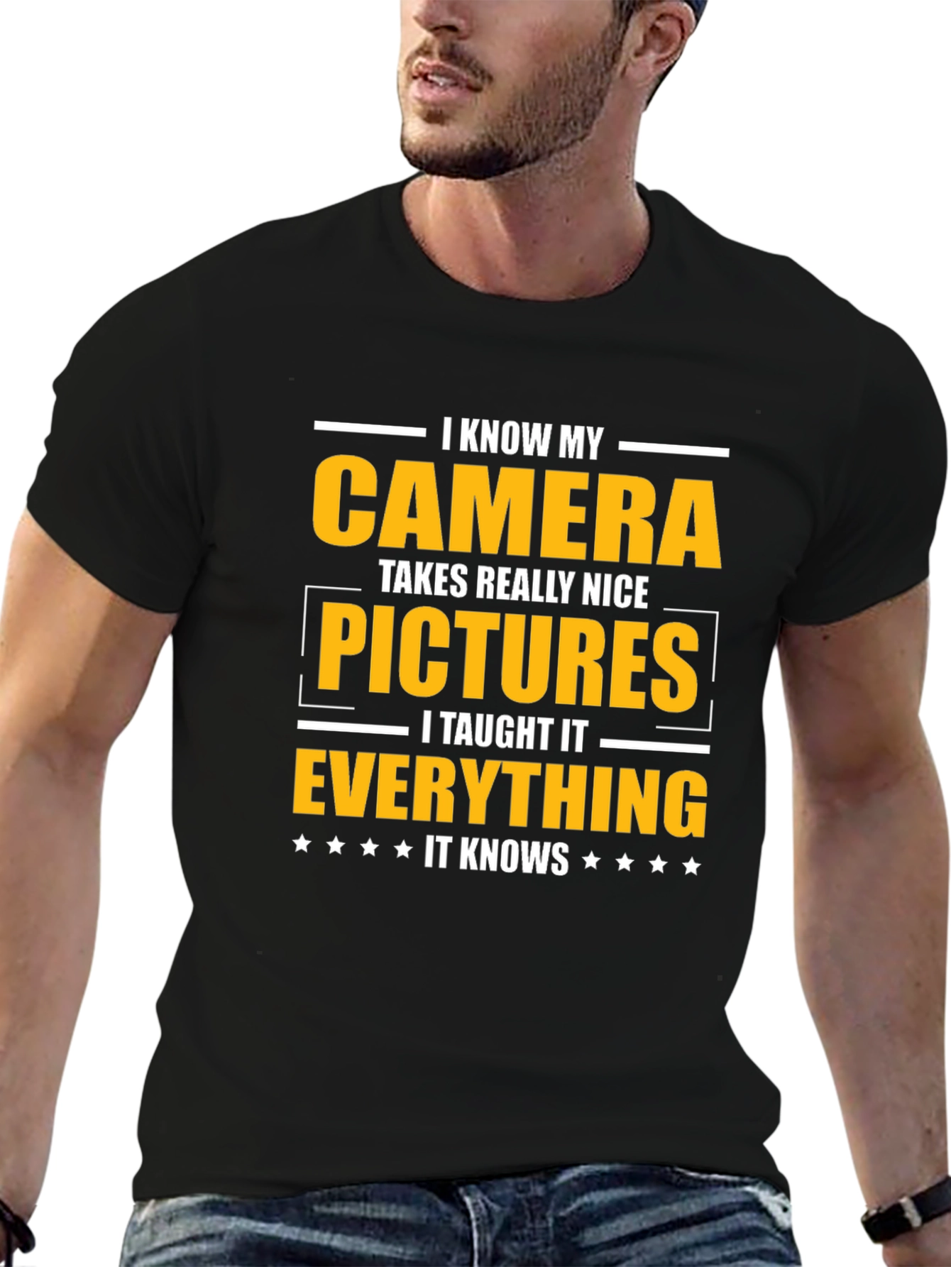 Black Funny Camera T-Shirt - I Taught It Everything! view 6
