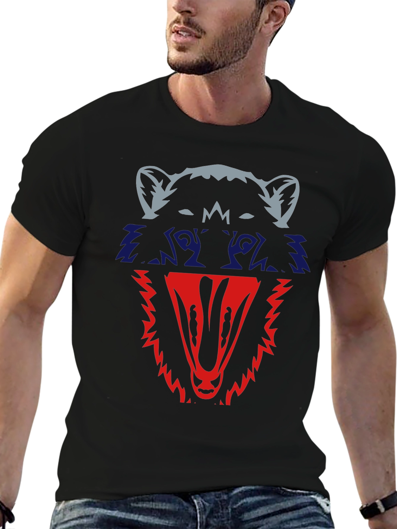 Black Raccoon Graphic Tee - Men's Black Cotton T-Shirt view 6