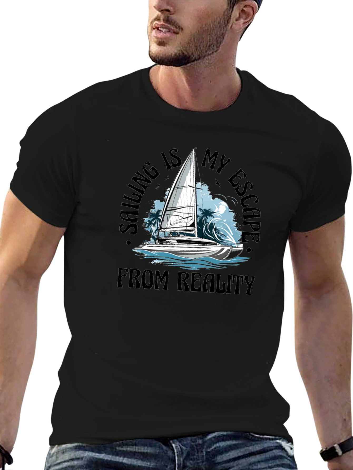 Black Sailing Escape Black T-Shirt view 6