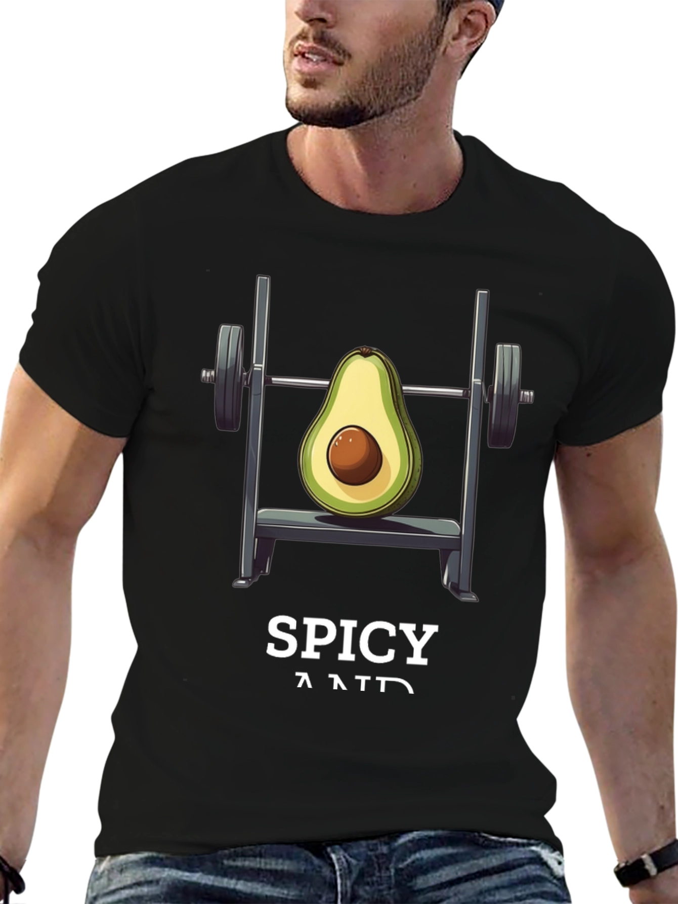 Black Avocado Gym Workout T-Shirt - Spicy and Fit! view 6