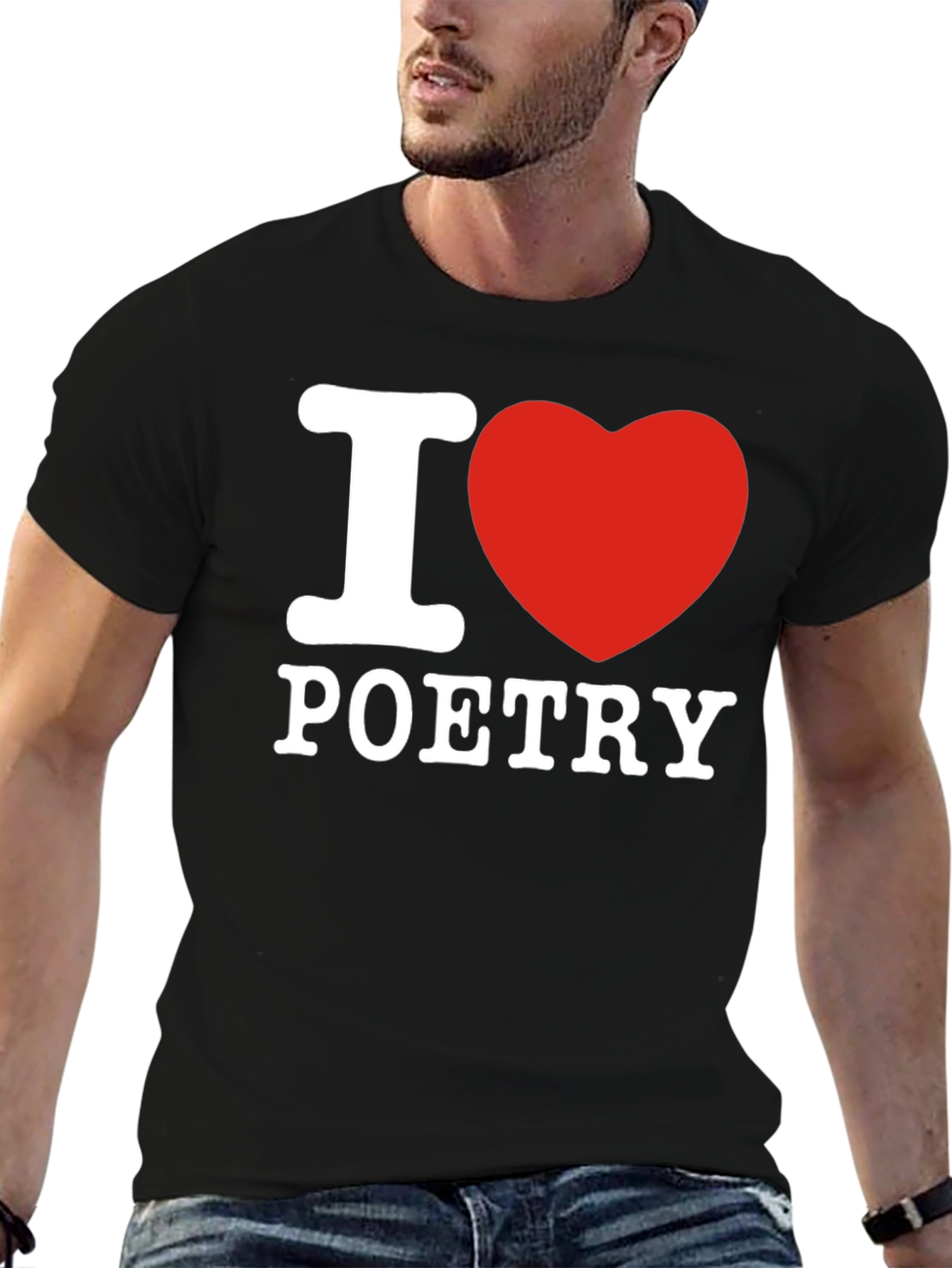 Black I Heart Poetry Graphic Tee - Soft Cotton Blend Shirt view 6